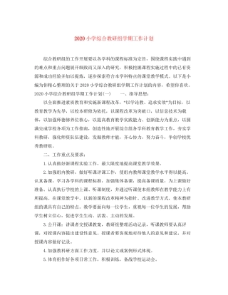 小学综合教研组学期工作计划