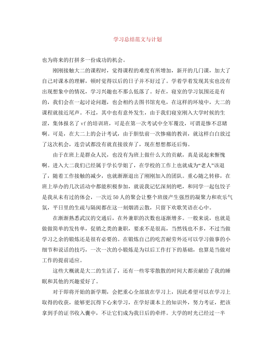 学习总结范文与计划_第1页