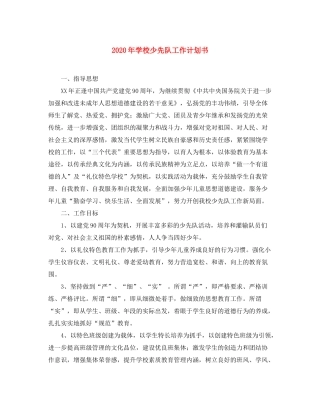 2020年学校少先队工作计划书