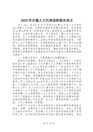20XX年乡镇人大代表述职报告范文