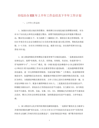 经典范文市综治办年上半年工作总结及下半年工作计划
