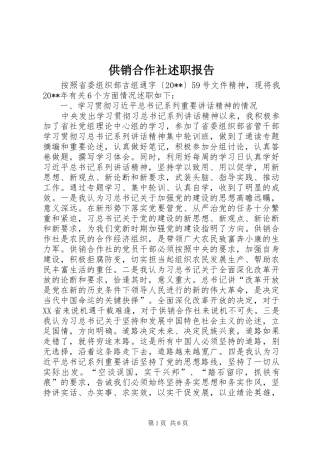 供销合作社述职报告