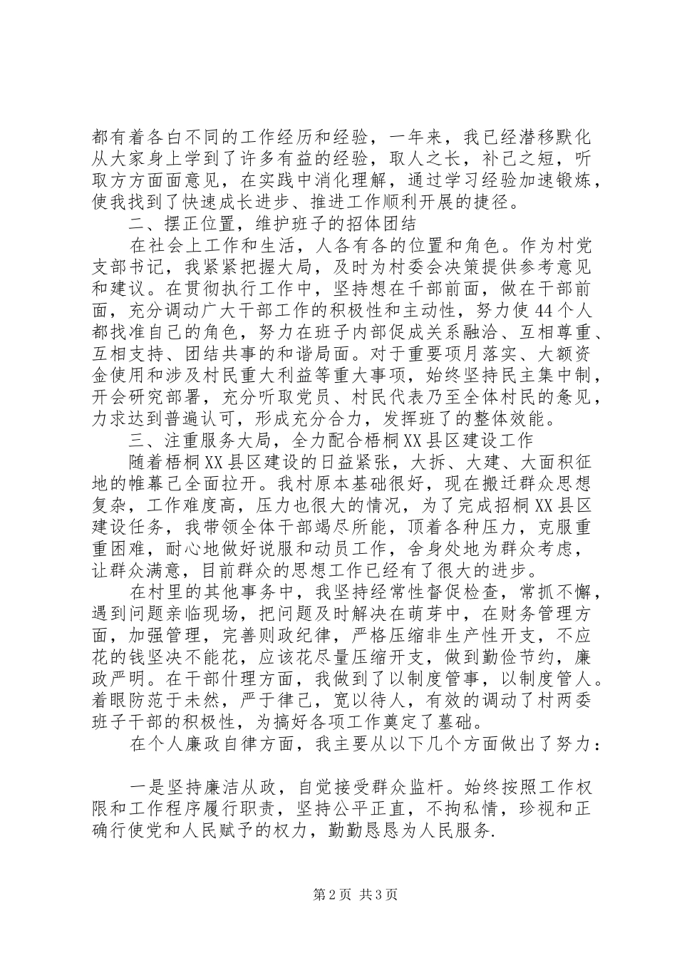 XX年村党支部书记年终个人述职述廉报告范文_第2页