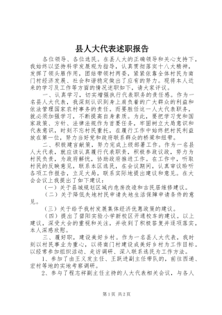 县人大代表述职报告