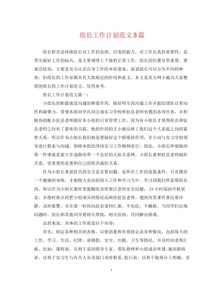 组长工作计划范文3篇