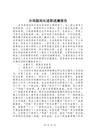 分局副局长述职述廉报告