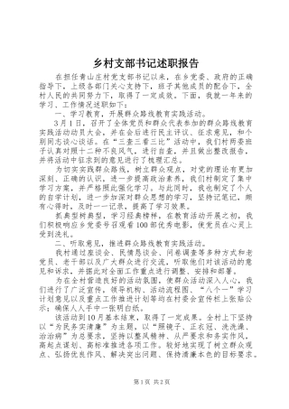 乡村支部书记述职报告