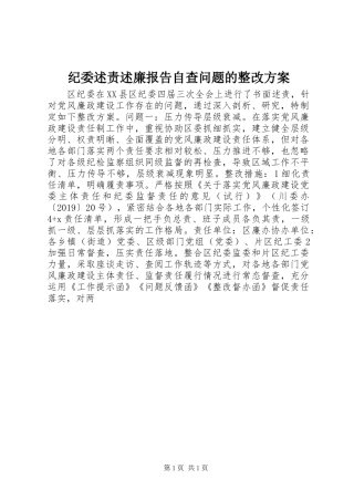 纪委述责述廉报告自查问题的整改方案