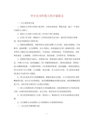 中小公司年度工作计划范文