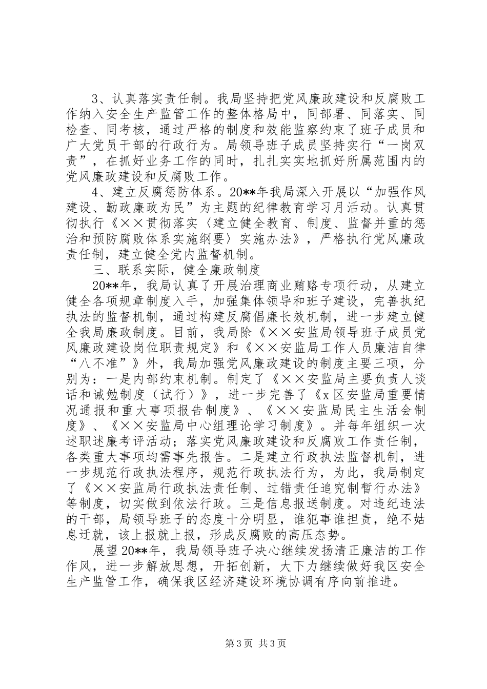 安监局领导班子述职报告_第3页