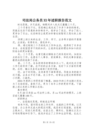 司法局公务员XX年述职报告范文