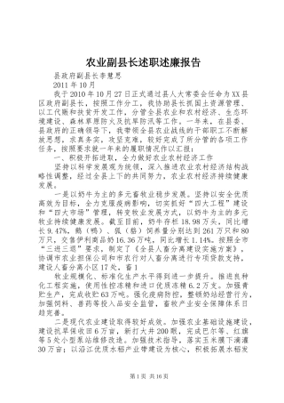 农业副县长述职述廉报告