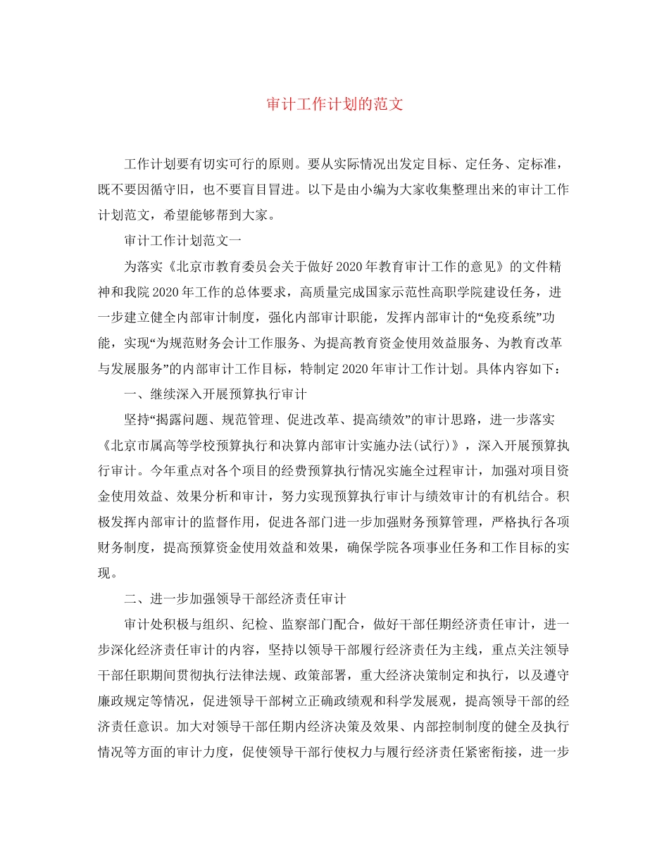 审计工作计划的范文_第1页