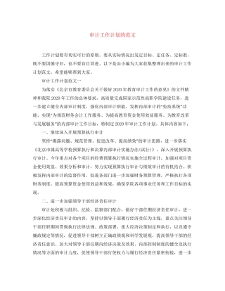 审计工作计划的范文