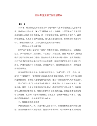 2020年党支部工作计划范本