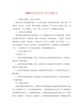 民办非企业工作计划范文2