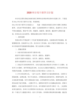 审计局干部学习计划
