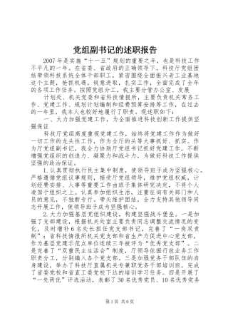 党组副书记的述职报告