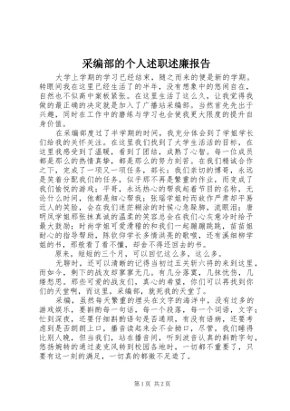 采编部的个人述职述廉报告