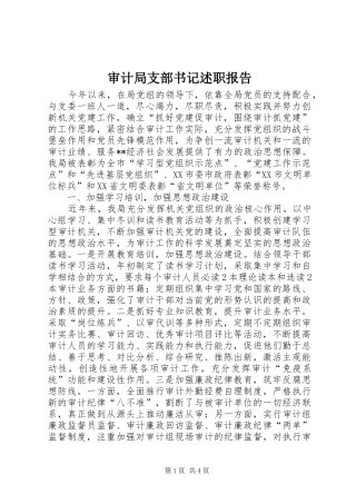 审计局支部书记述职报告