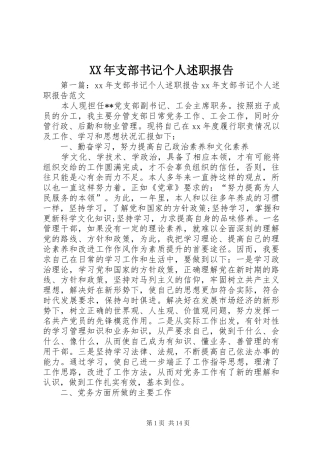 XX年支部书记个人述职报告