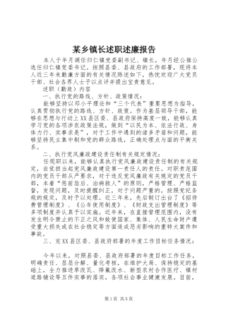 某乡镇长述职述廉报告