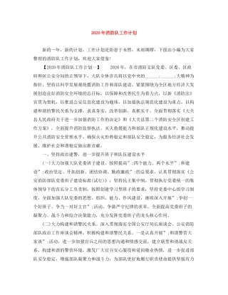 2020年消防队工作计划