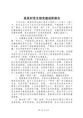 某某村党支部党建述职报告