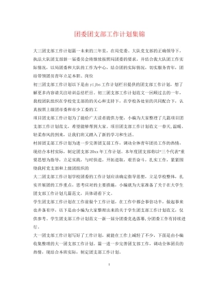 团委团支部工作计划集锦