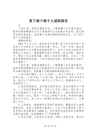 某下派干部个人述职报告