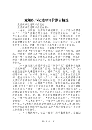 党组织书记述职评价报告精选