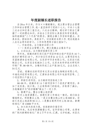 年度副镇长述职报告