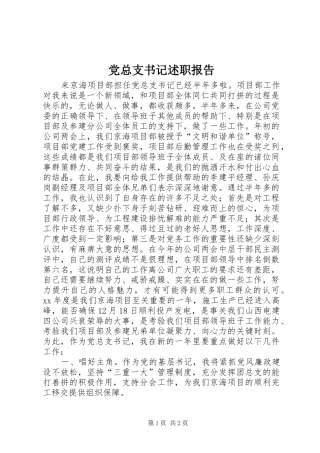 党总支书记述职报告