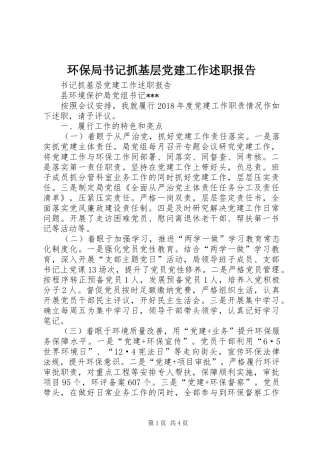 环保局书记抓基层党建工作述职报告