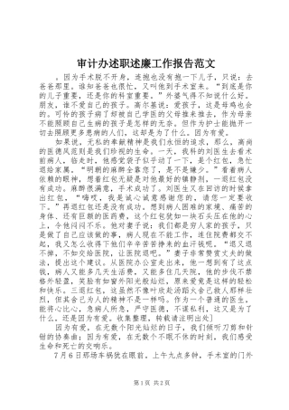 审计办述职述廉工作报告范文