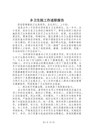 乡卫生院工作述职报告