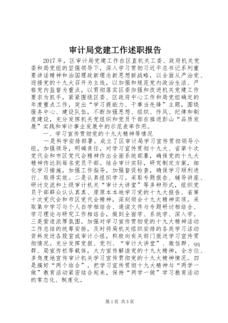 审计局党建工作述职报告