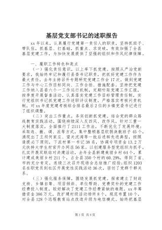 基层党支部书记的述职报告