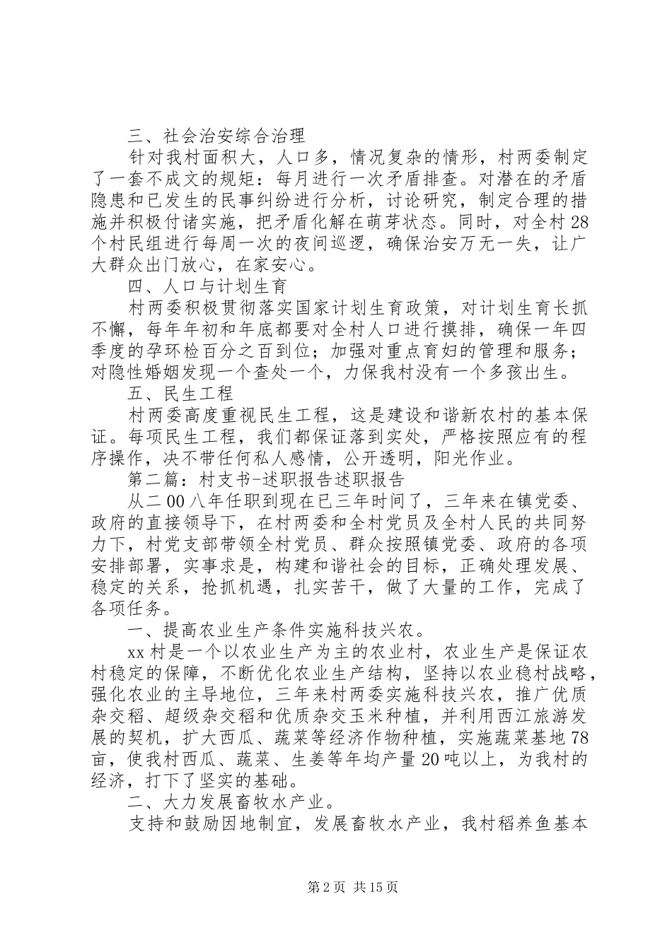 关于村支书述职报告_第2页