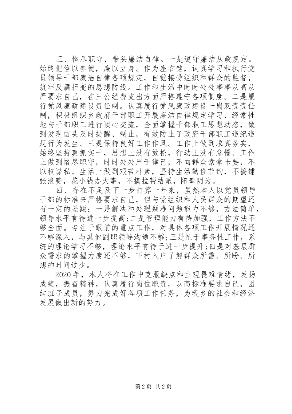 XX年镇长述职报告_第2页