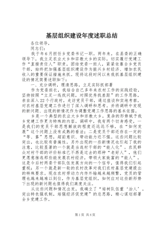 基层组织建设年度述职总结