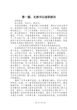 第一篇：支部书记述职报告