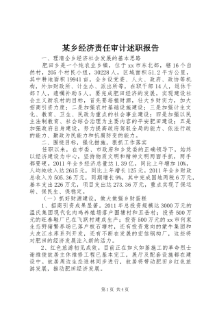 某乡经济责任审计述职报告
