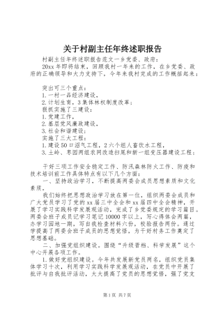 关于村副主任年终述职报告