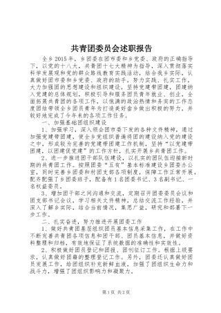 共青团委员会述职报告