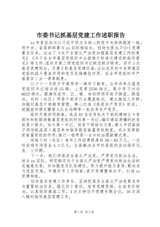 市委书记抓基层党建工作述职报告
