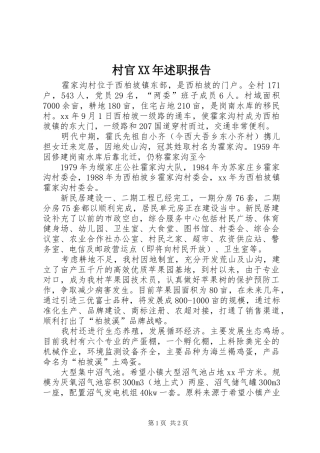村官XX年述职报告