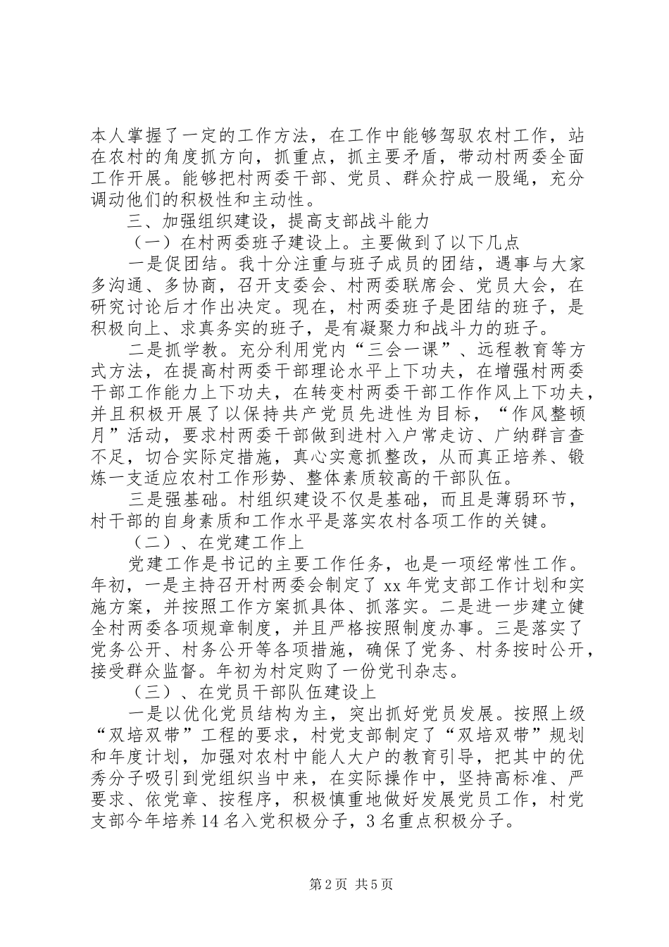 XX年村党支部书记述职述廉报告（二）_第2页