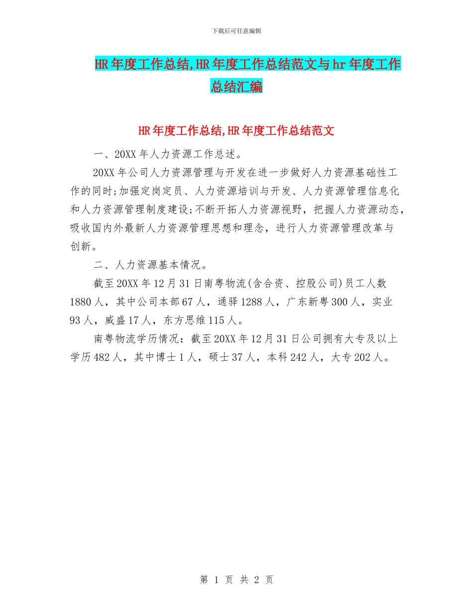 HR年度工作总结_第1页