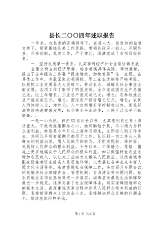 县长二○○四年述职报告